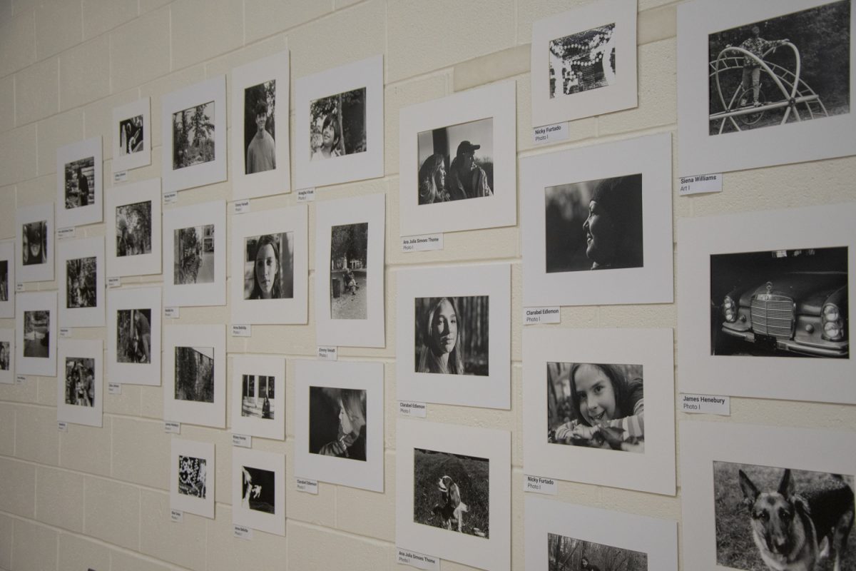 Photo 1 students present their black and white photos during the Art Show on May 16. The Art Show showcases artists from the 2023-2024 year at Algonquin, incorporating work from students in Photo 1 and 2, Photojournalism, AP Art, Ceramics 1 and 2, and more.