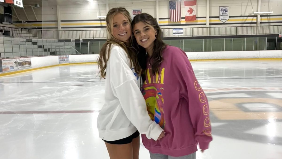 Senior+Ella+Nofsinger+%28left%29+and+alum+Abby+Martinek+%28right%29+at+last+years+post-prom+ice+skate+after+midnight.