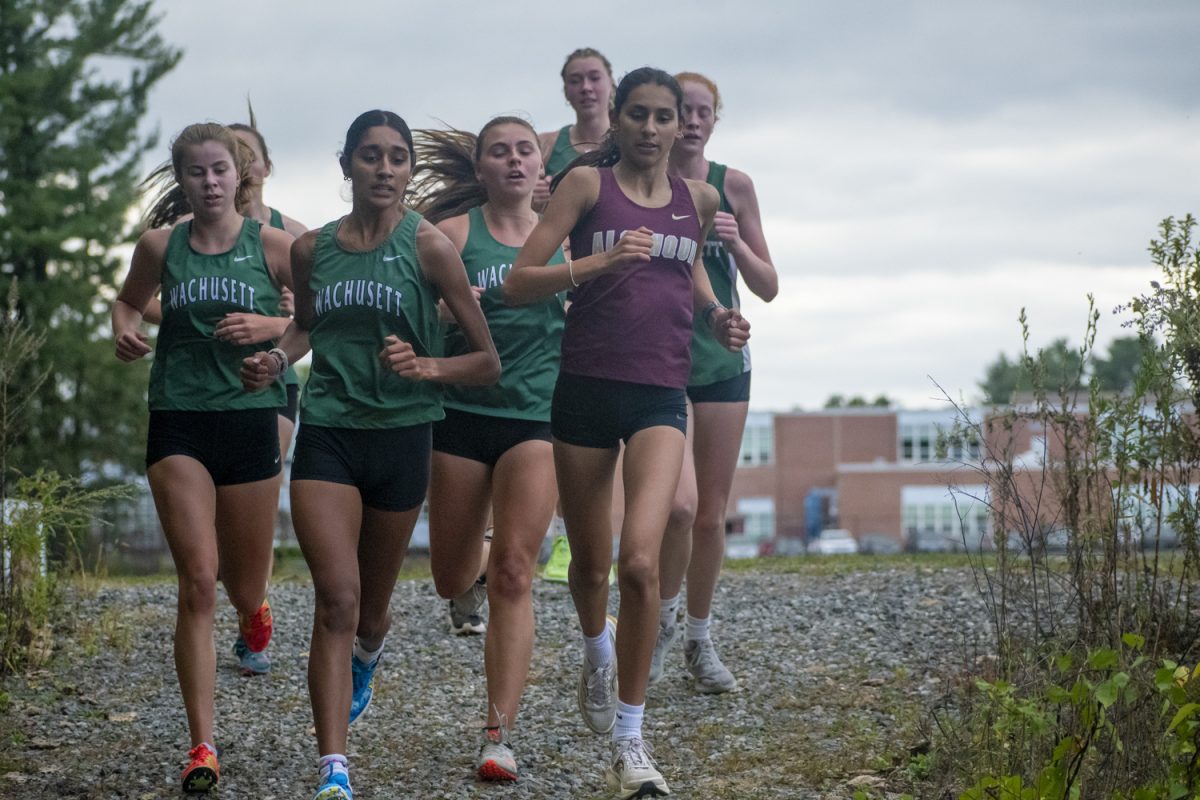 During their cross country meet at Algonquin on Sept. 24, sophomore Tanvi Mehta leads a group of runners at the beginning of the race.