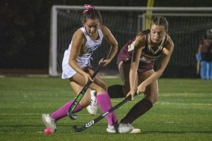 Junior Wyley Horner attempts to steal posession of the ball from a Shrewsbury opponent. Algonquin won 2-0, continuing their 11 game winning streak on Oct. 2. 