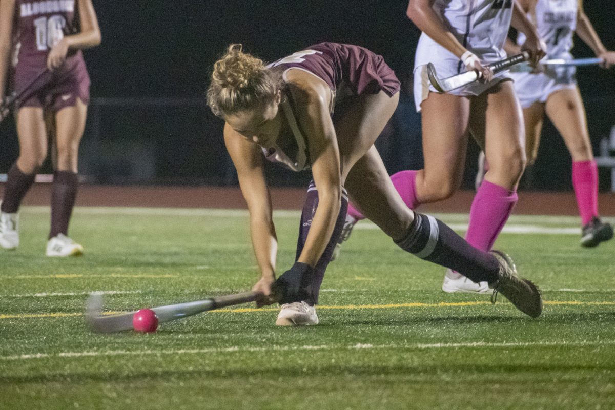 At their 2-0 winning game against Shrewsbury, senior Lindsey Brown shoots the ball on Oct. 2.