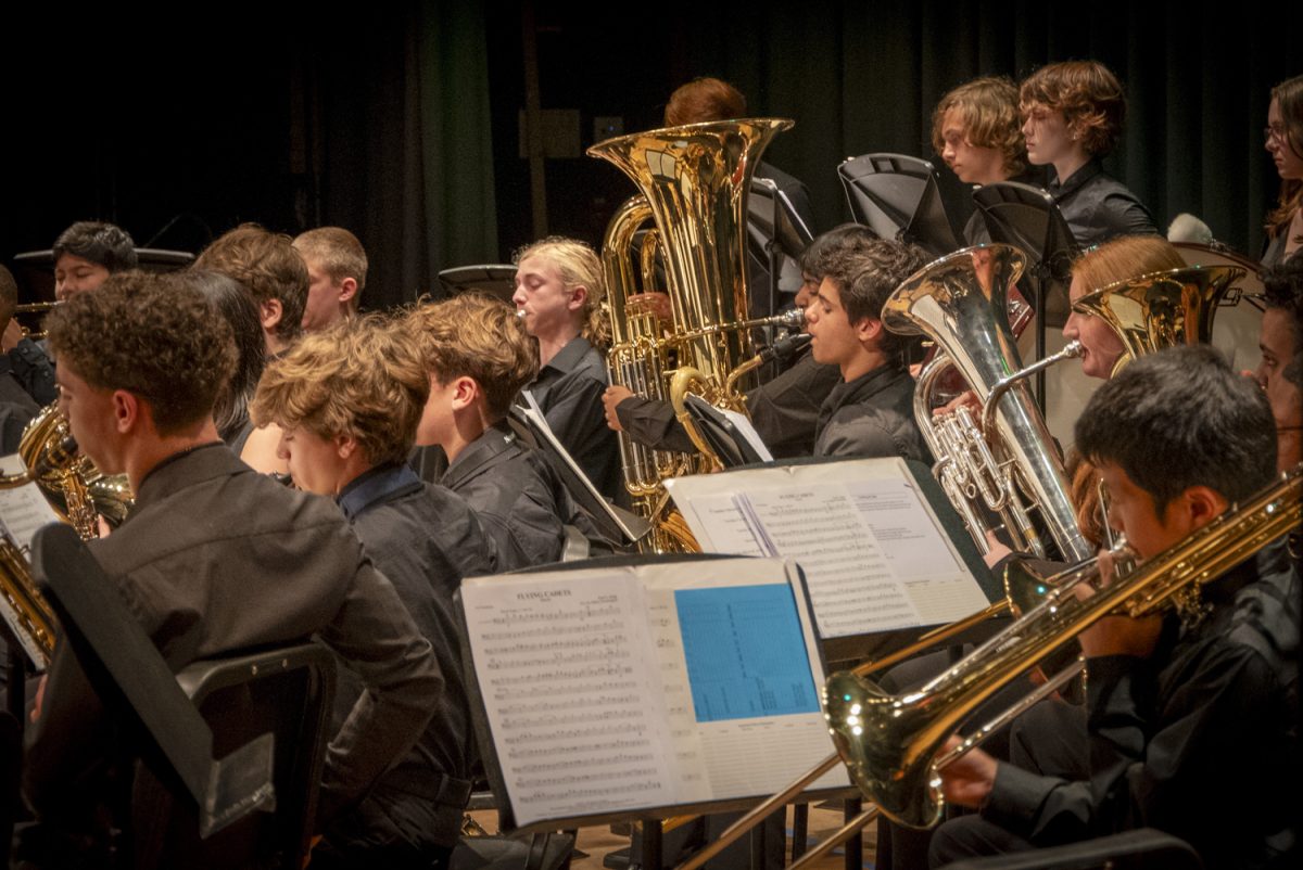 The Algonquin Symphonic Band performs at the Fall Instrumental Concert on Oct. 30. The piece, one of three songs the group played, included 12 different instruments. 