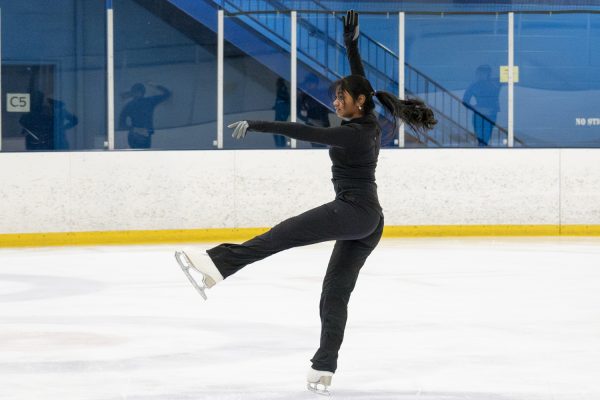 Senior Akshaya Pugazendhi does a spin during her figure skating practice on Dec. 12. Pugazendhi started the Figure Skating club at Algonquin.