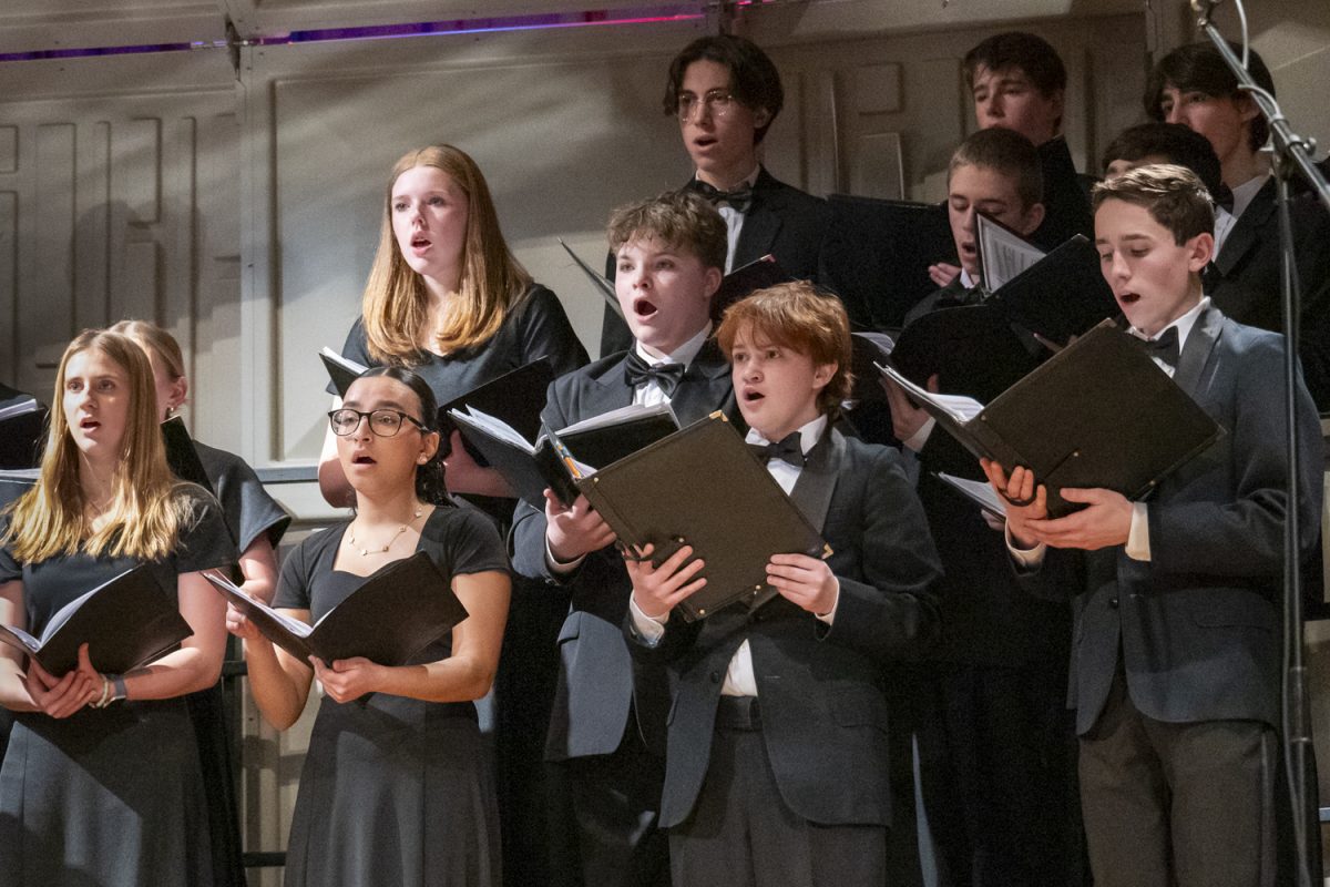 At choir director Olivia Goliger's masters recital “We Who Are Song," the Concert Choir sings "Let All the World in Every Corner Sing," from Five Mystical Songs, by Ralph Williams on April 8.