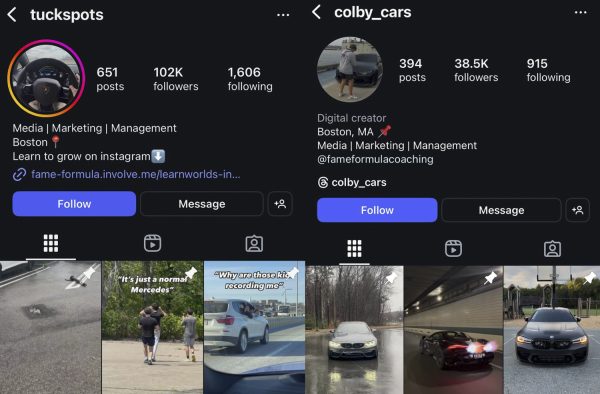 Senior Colby Chase and junior Tucker Fruhan use their Instagram accounts to share their fascination with cars.