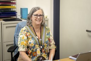 Algonquin math teacher Beth Dore enjoys her lunch break on May 16. Dore is the current Math Department Head and leads weekly meetings.