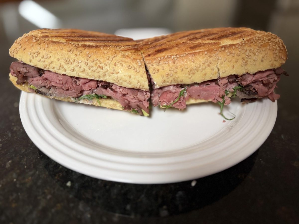 The Tazza Cafe offers a variety of paninos, including La Gemma, which comes with roast beef, lettuce, tomato, charred onion and garlic-herbed cheese.